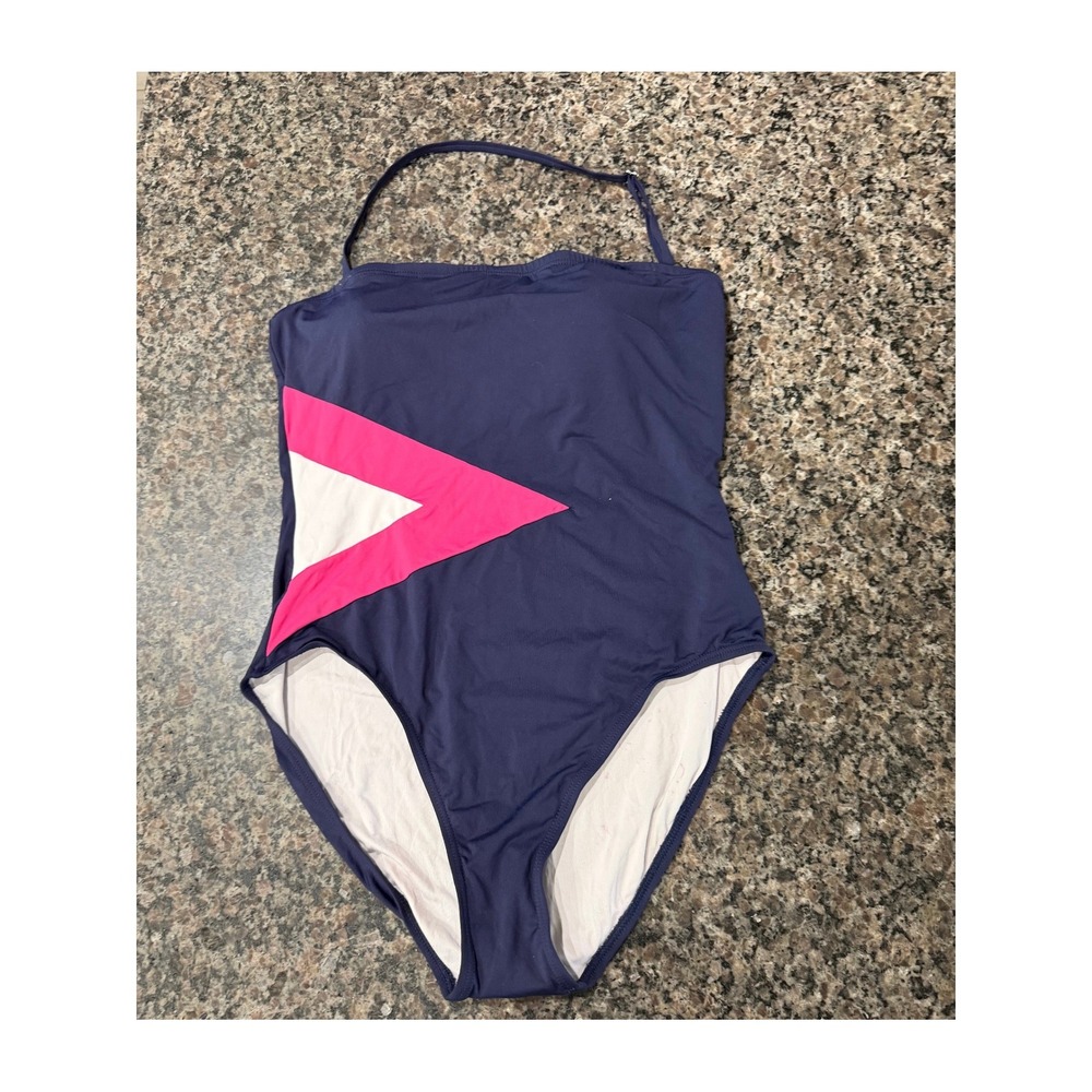 Nautica Womens Navy Pink White Geometric One Piece Swimsuit Size XL 8LP007AL